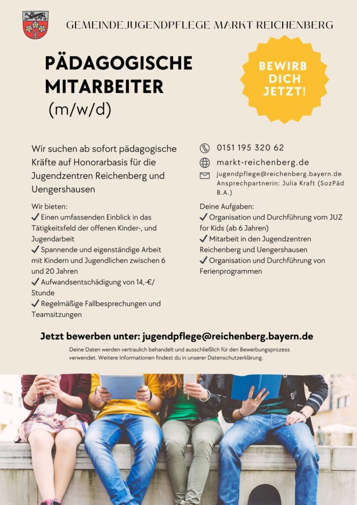 Ausschreibung pädagogische Mitarbeiter für die Jugendzentren Reichenberg und Uengershausen